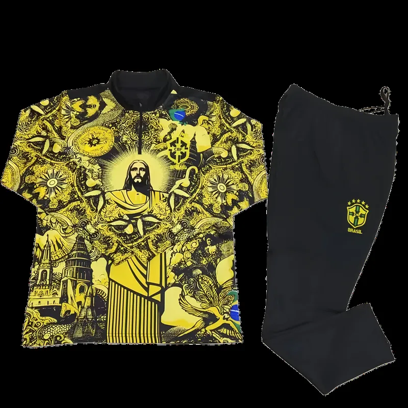 2425 Brazil Jesus yellow Training suit set