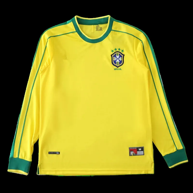 1998 retro Brazil home Long sleeved retro Fan version